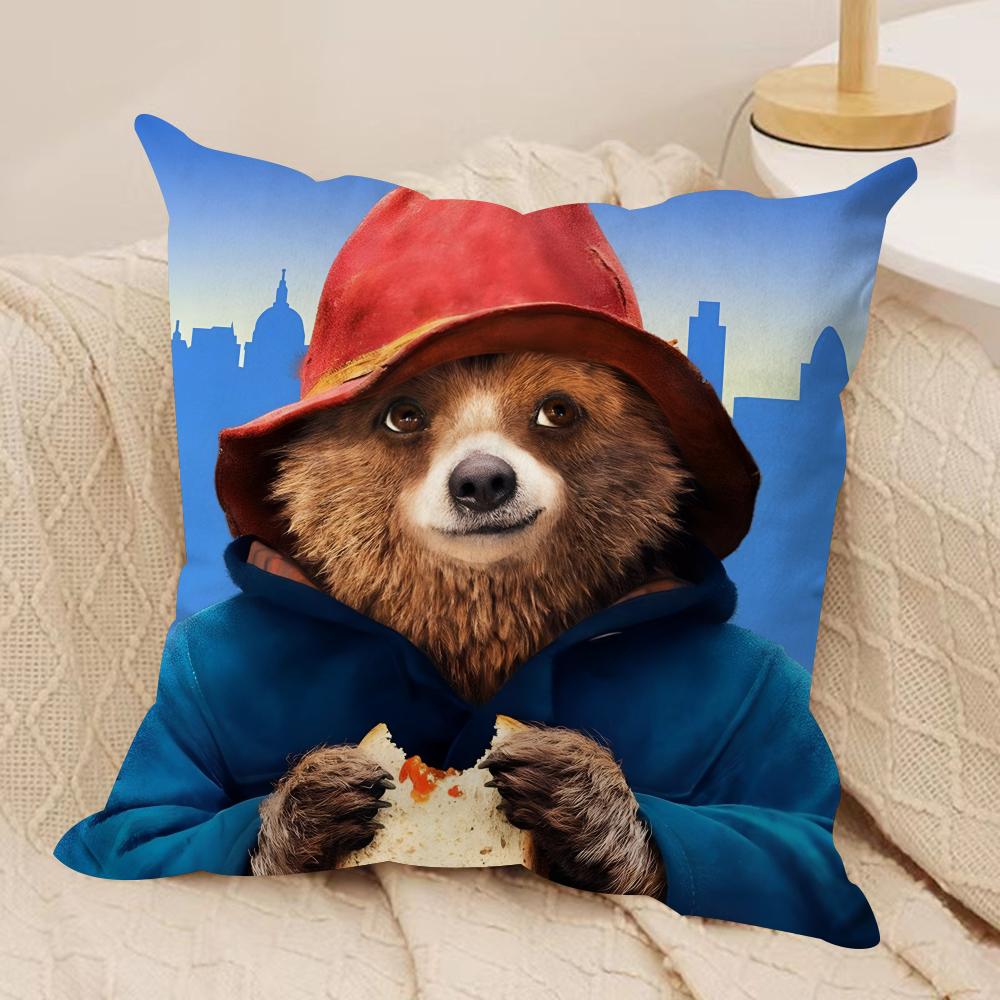 Cute Bear Cushion Cover Silky Short Plush Double-Sided Printed Pillow Case for Sofa All Seasons Home Decor Gift