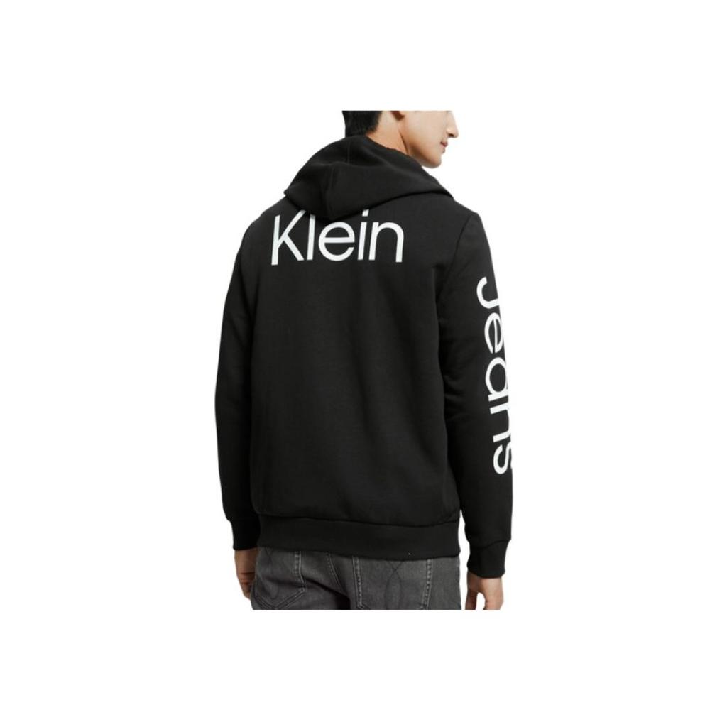 Calvin Klein Casual Hooded Zipper Letter Print Jacket Men jackets Black 40DC414
