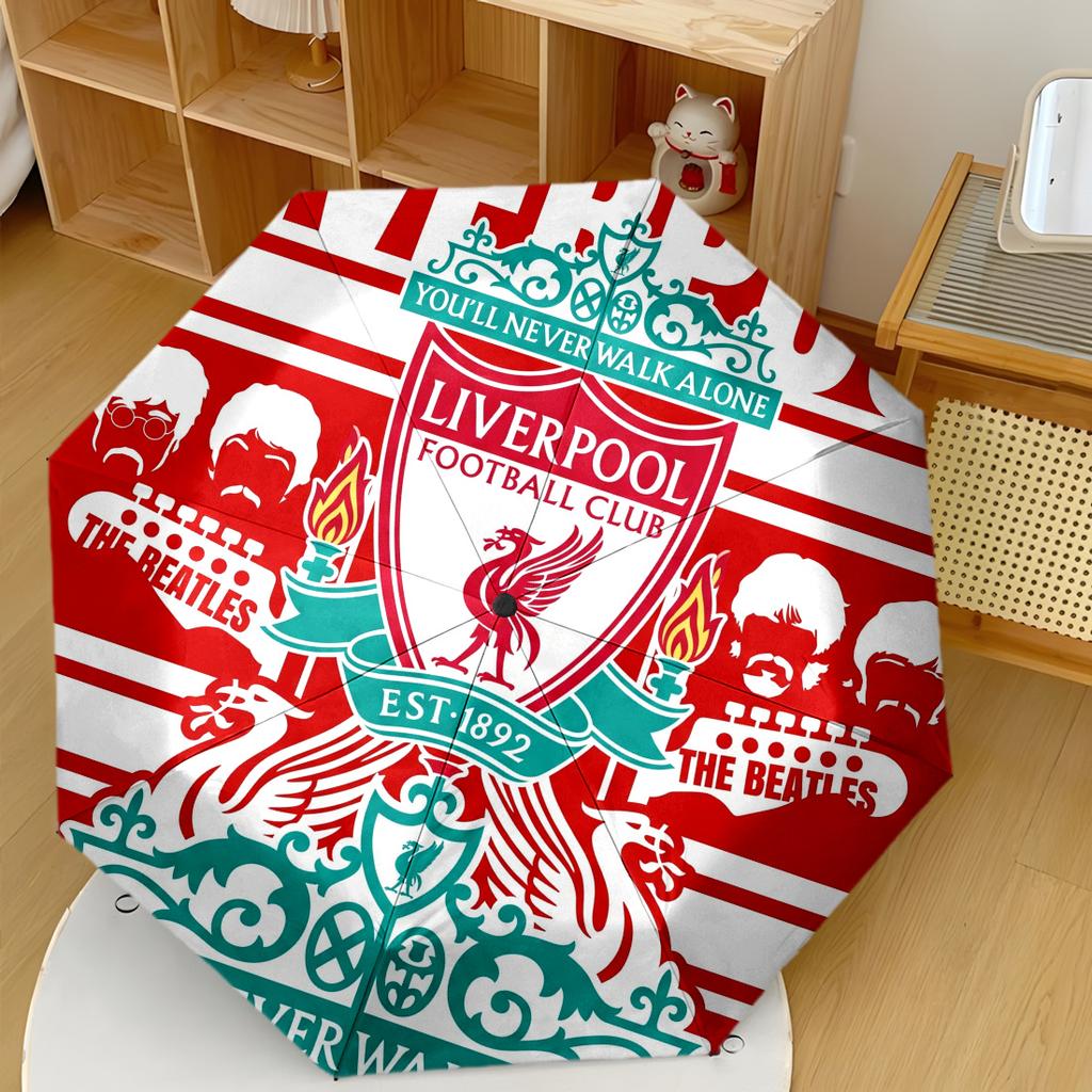 Liverpool Football Club Compact Travel Automatic Umbrella With 8Rib Foldable Design Allseason Umbrella For Travel Fashion Lovers