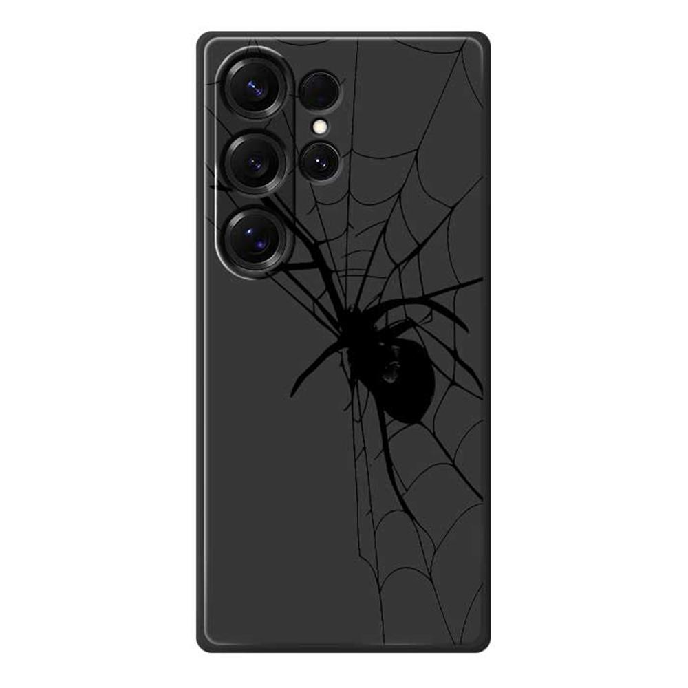 For Samsung Galaxy S25 Ultra Case Spider Pattern Printing Straight Edge TPU Phone Back Cover