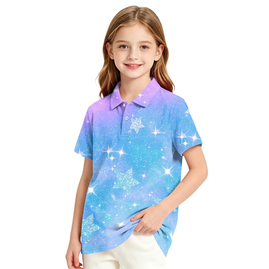 Girls' School Uniform Polka Dot T-Shirt - Versatile Casual Formal Top for Back to School Everyday Wear