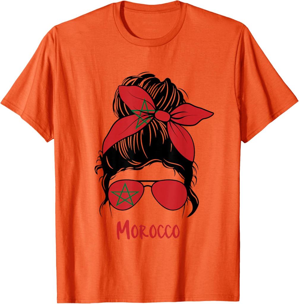 Morocco Messy Bun Women Graphic TShirt Breathable Casual Cotton Tee
