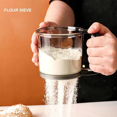 1pc,Semi-Automatic Flour Sifter, Sifter With Hand Press Design, Flour Sieve, Baking Tools, Kitchen Gadgets, Kitchen Accessories