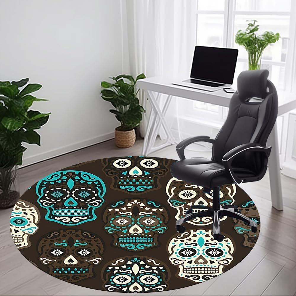 1pc Sugar Skulls Chair Carpet for Office Machine Washable Rug for Office, Good Gift for Family or Friends yy251225220