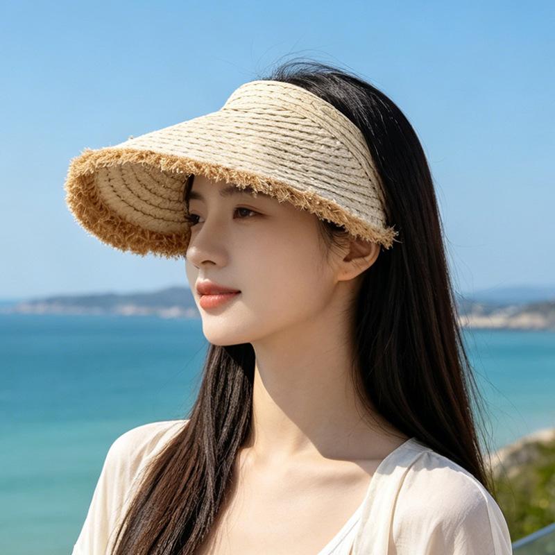 2026 new seaside vacation beach sunscreen sun hat showing face small sun hat