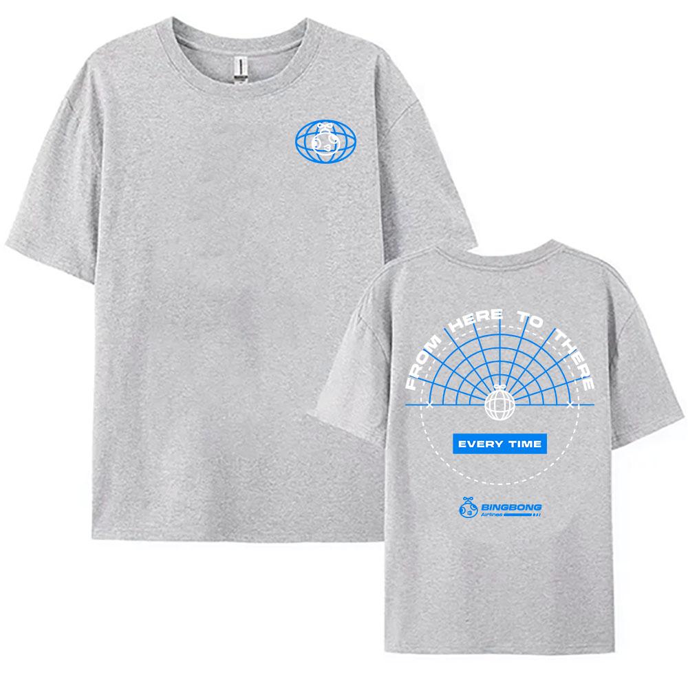 Bingbong Airlines Peak Game Print T-shirt Unisex Streetwear Loose Short Sleeve Cotton T Shirt Casual Clothing