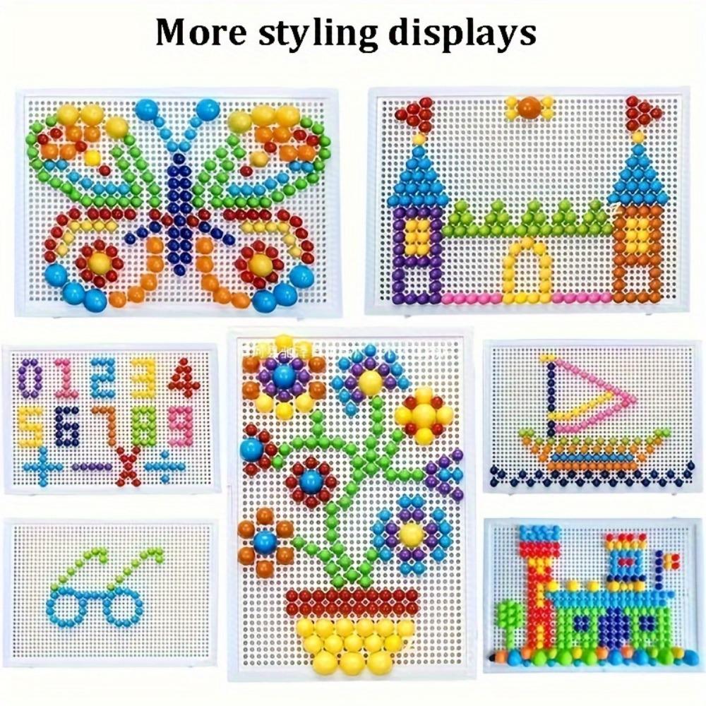 Mushroom Nails Plate Toys Puzzles Jigsaw Puzzle Creative Mosaic Pegboard Educational Toys Educational Building Block Diy Toys