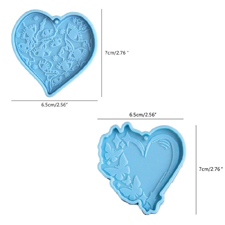 2Pcs Eye Catching Mold for Butterfly Keychain Epoxy Silicone Mold with Hanging Hole for DIY Keycchain Pendant Accessory