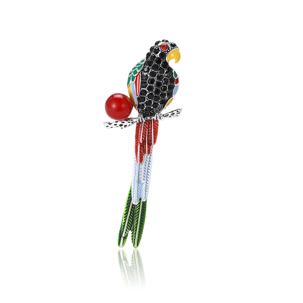 Personalized And Creative Alloy Rhinestone Parrot Brooch Exquisite And Versatile Women'S Suit Cardigan Corsage Jewelry Pin