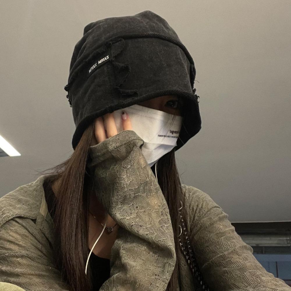 Solid Color Bonnet Hat Thickened Washed Bowler Hat Fashion Beanie Cap Women Men