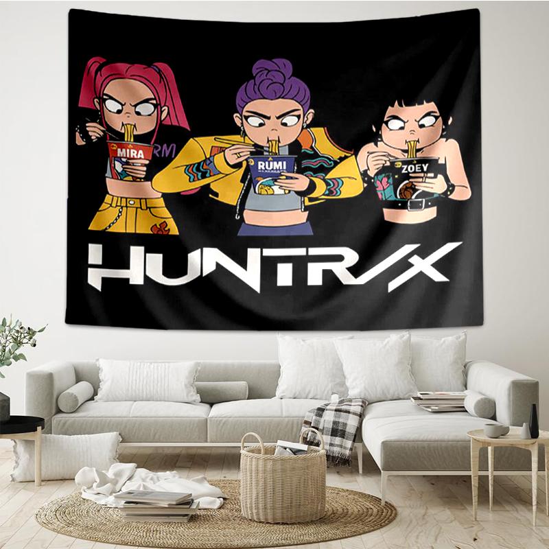 KPop Demon Hunters Print Tapestry, Backdrop, Easy Setup, Ideal for Bedroom, Office & Living Room, with Aesthetic Wall Hanging Decor.