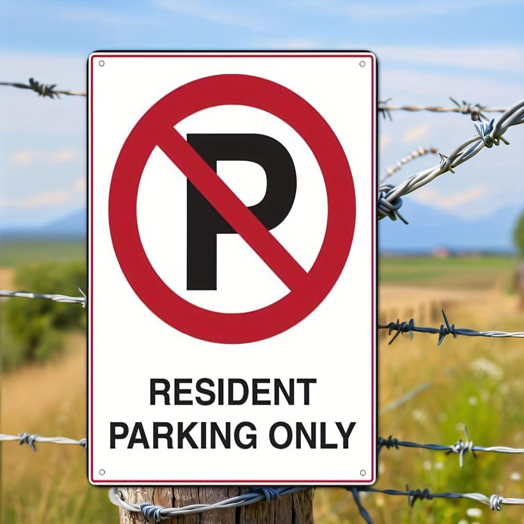 D Metal Sign Retro Resident Parking Only Sign Vintage Metal Reserved Parking Spot Plaque for Driveway Entrance Wall Mount