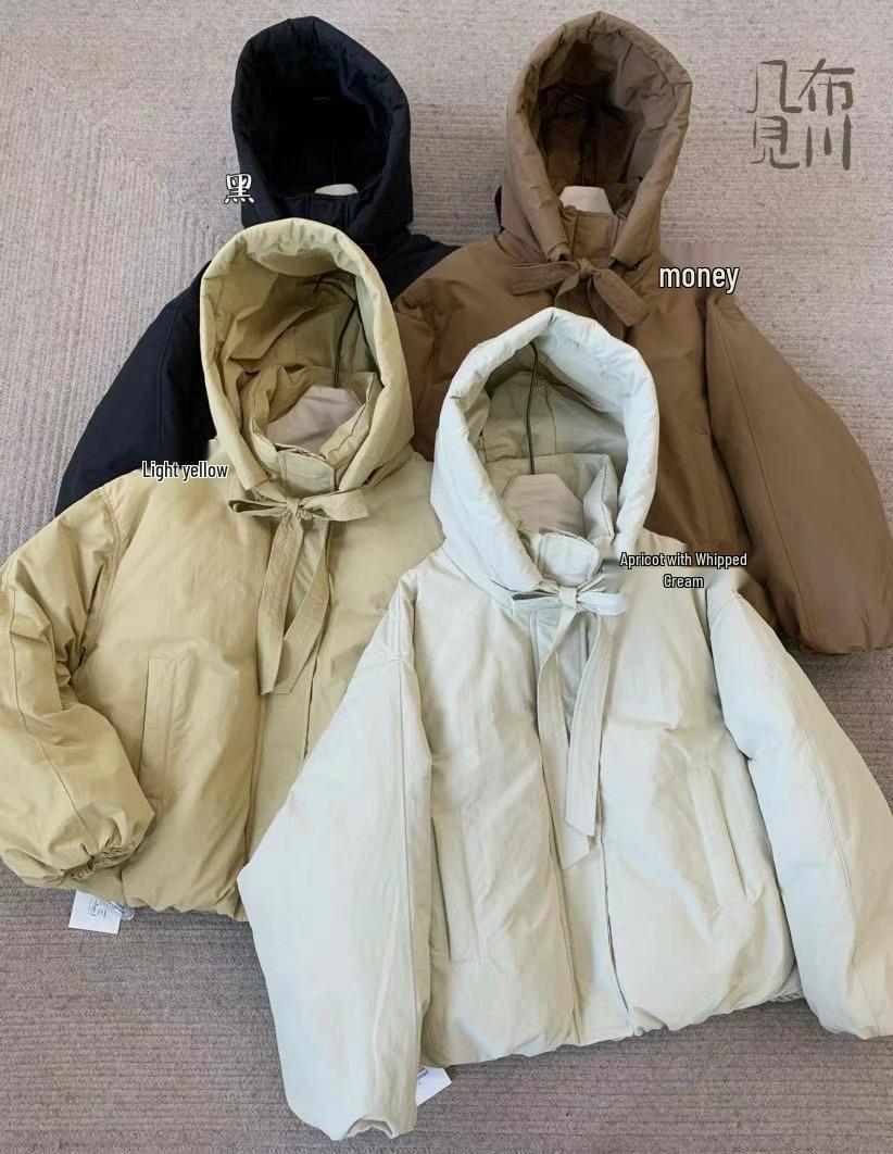 

Jibu Jianchuan Зимняя куртка свободного кроя больших размеров с 90% белого утиного пуха и съемным капюшоном One Size