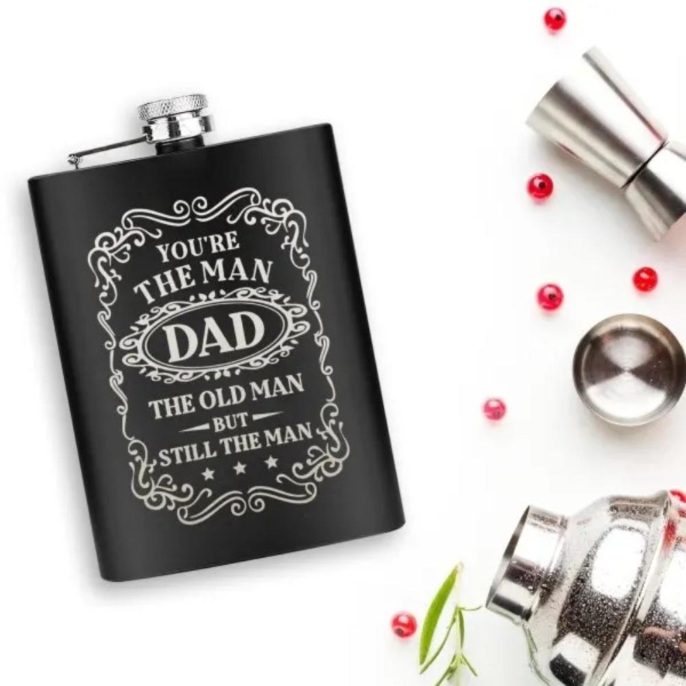 Birthday Gifts for Dad, Funny Hip Flask for Dad Stepdad, Best Dad Gifts From Son Daughter, Personalized Gifts Whisky Flask