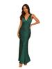 In Stock: 25th Anniversary V-Neck Slim Evening Dress - European & American Style, Solid Color