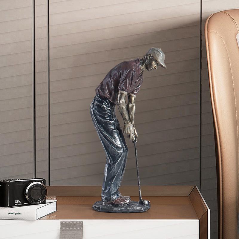 Golf Sports Person Resin Ornament for Living Room or Office Decor