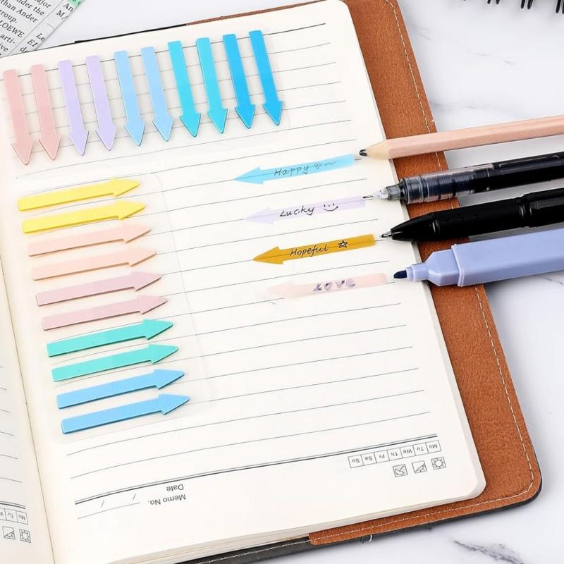 1/12 Stück Pfeilfarbige Haftstreifen Haftnotizen Mini 200 Blatt pro Notizblock, Farbverlaufspfeil Indexaufkleber Tagebuch