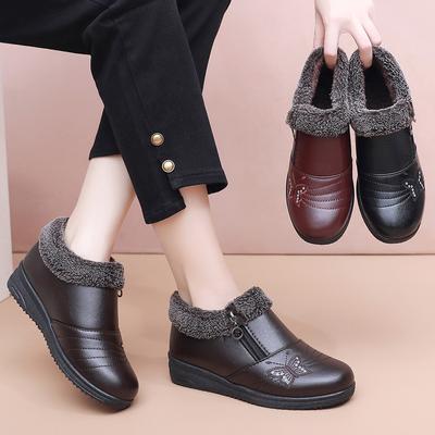 Winter Cotton Shoes Elderly Mother Shoes Soft Bottom Middle-aged Women Plus Cashmere Boots Warm Boots Flat Shoes Women's Shoes