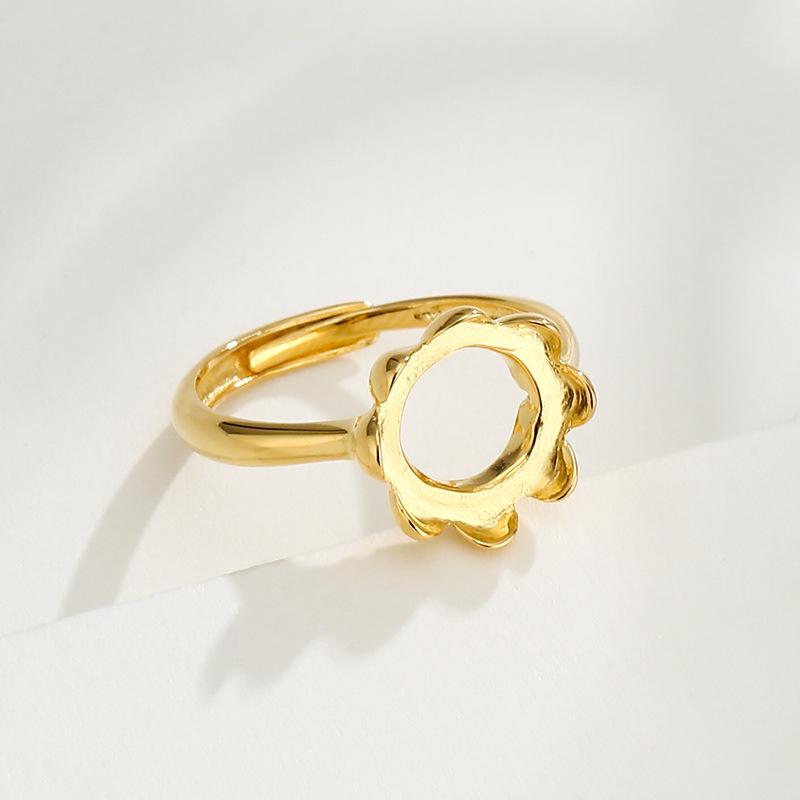 Monture de bague ronde ambrée florale rétro DIY pour femme, 10x10mm