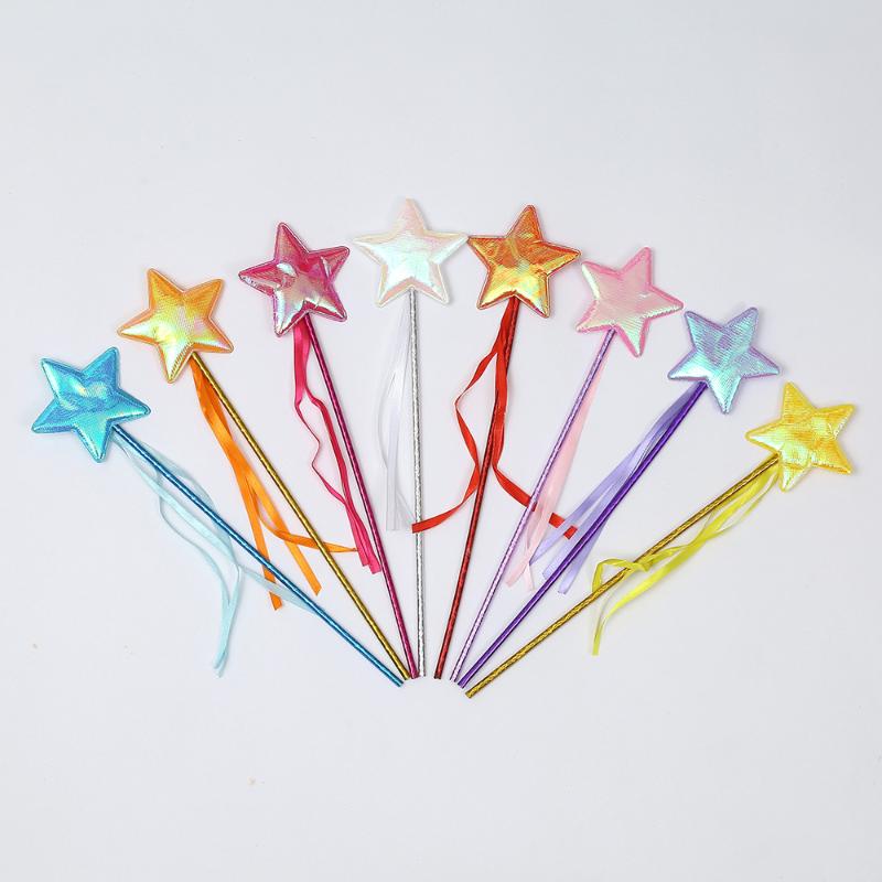 5/10Pcs Princess Fairy Magic Wands Shiny Ribbon Star Durable for Cosplay Party Kids Pretend Role Play Props