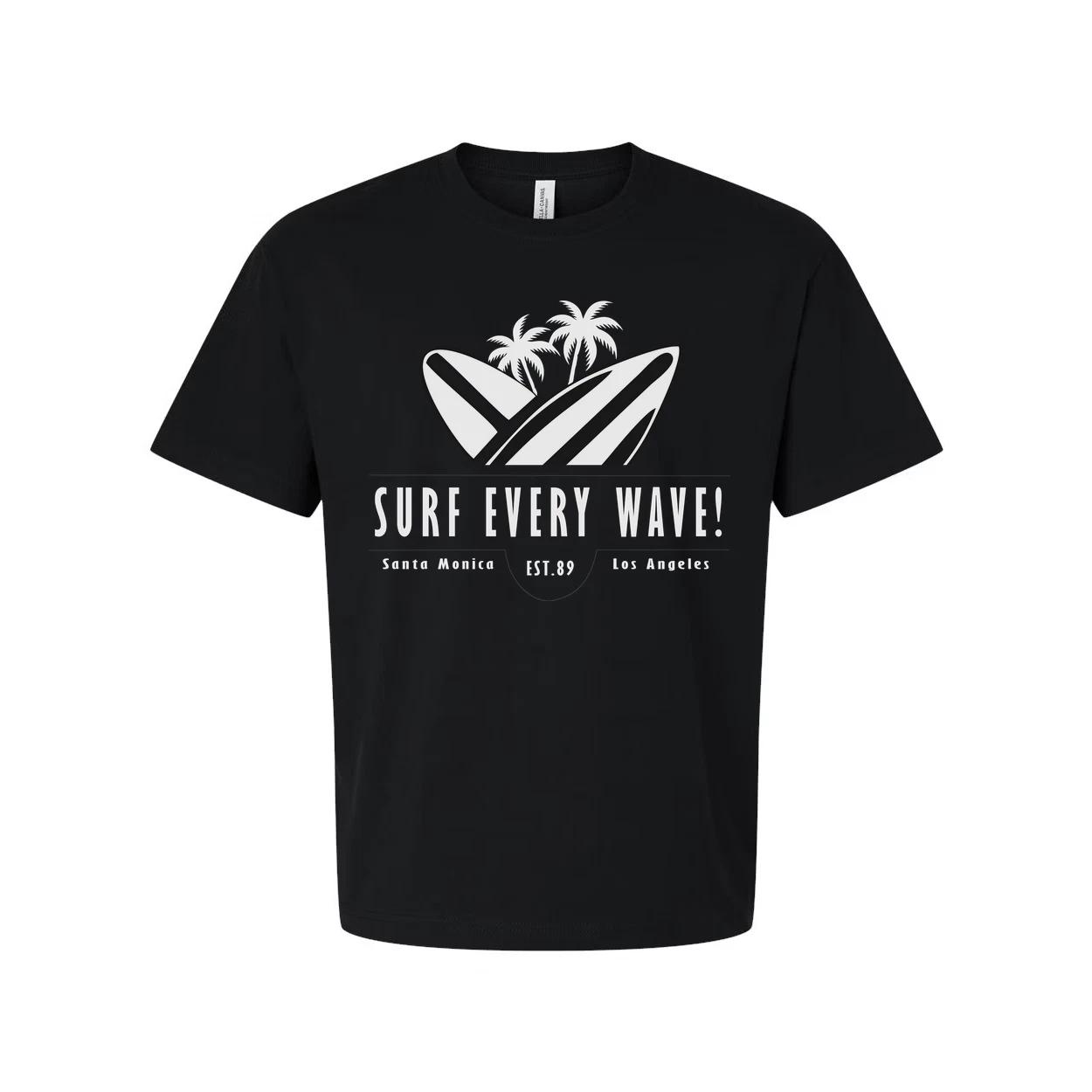 

Surf Every Wave Graphic Tee With Surfboard And Palm Design 4XL