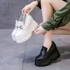 Fashion Women's Vulcanize Shoes Platform Sneakers 11cm Wedge Heel Bowknot Female Casual Shoes 2025 Spring Summer Chunky Leather Shoes