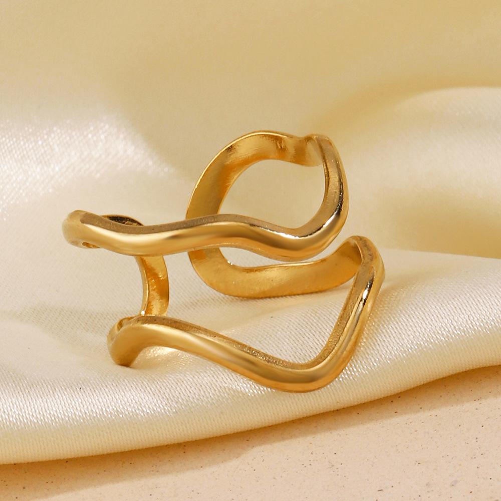 Yori Metal Geometric Unique Stainless Steel Adjustable Ring PVD Plated Daily Young Charm Jewelry Wholesale
