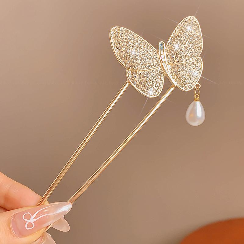 Chinese Style Pearl Tassel Hairpin Ancient Style Swaying Hairpin For Women Light Luxury U-Shaped Horse Face Skirt Hairpin