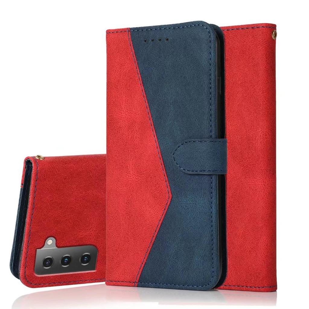 Applicable to Samsung S26 two-color leather case A27 contrasting color splicing retro card wallet protective case S24FE matte case