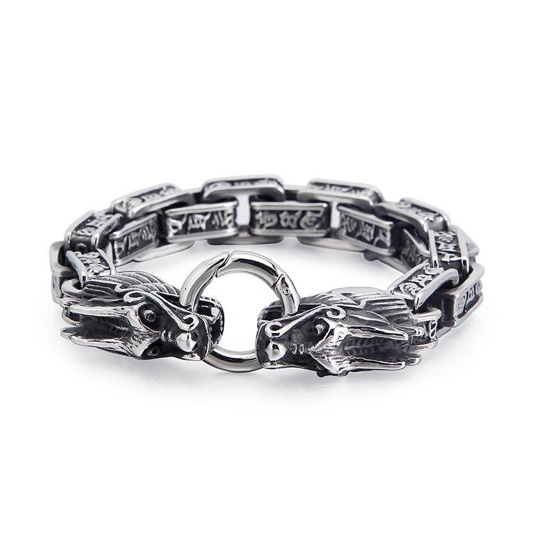 Men's Retro Titanium Steel Dragon Bracelet - European & American Fashion