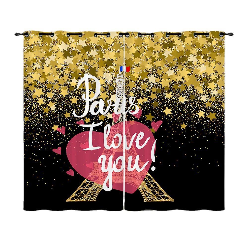 Curtains Rose Love Valentine Hunliji Curtains Bedroom Living Room Blackout Curtain Perforated