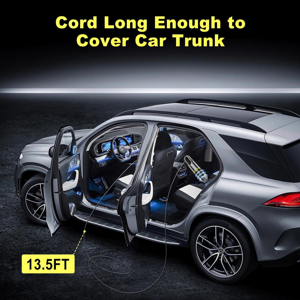 Portable Car Vacuum Cleaner with 8KPa Powerful Suction 16.4FT Cord 12V DC Power for Car RV Boat Trunk Interior Car Accessories