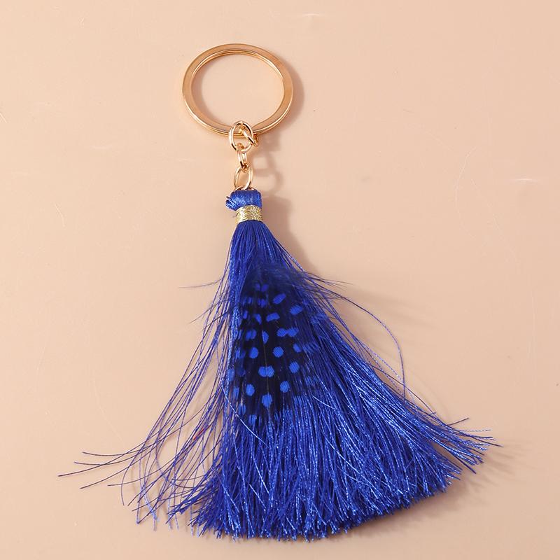 Bohemia Tassels Feather Keychain Women Girl Turquoise Key Ring Pendants for Handbag Decor DIY Handmade Key Chain Jewelry Gifts
