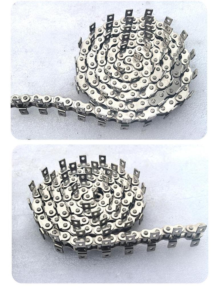 Stainless Steel Precision Roller and Conveyor Chain with Ear and Double-Sided Curved Plate.