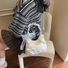 White Beautiful Lace Bow Handbag Sweet Lightweight Pleated Handbag Shoulder Messenger Bag