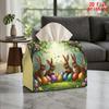 2D Flat 1pc, Tissue Box. Easter Egg Hunt Pattern Napkin Dispenser, Reusable, Daily Desktop Tissue Organizer, Suitable for Kitchen, Living Room, Bedroo
