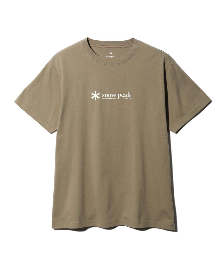 Snow Peak PRO. TS-25SU401 Soft Cotton Logo Short Sleeve T-Shirt, Size L, Perfect for Festivals, Camping, and Outdoor Activities