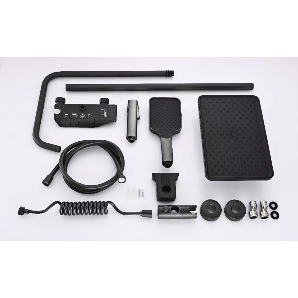Wall-mounted High-pressure Shower System Four-in-one Square Piano Key Shower Set Bathroom Stainless Steel Water Heater