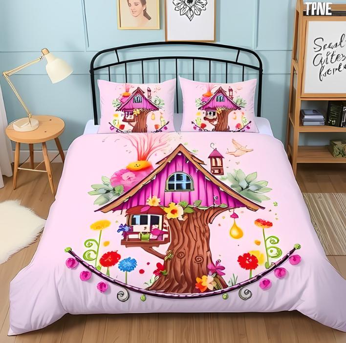 

Tree House Duvet Cover Set For Kids Teens Lightweight Bedspread Cover Bedroom Decor Natural Botanical Theme Bedding Set No Quilt EU Single(135x200cm)