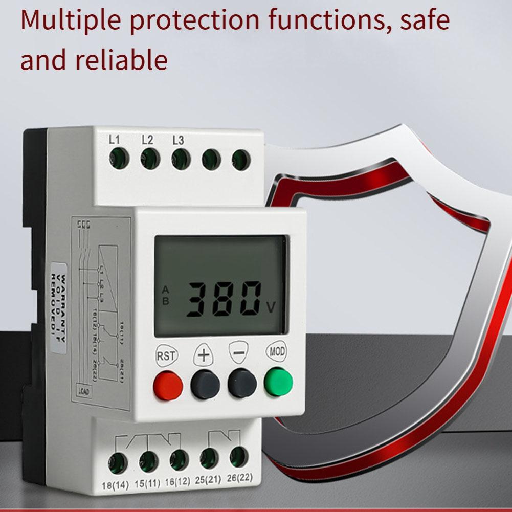 Adjustable Voltage Threshold Protector LCD Display Protector Adjustable Voltage Settings 35mm Guide Rail LCD Display Monitor