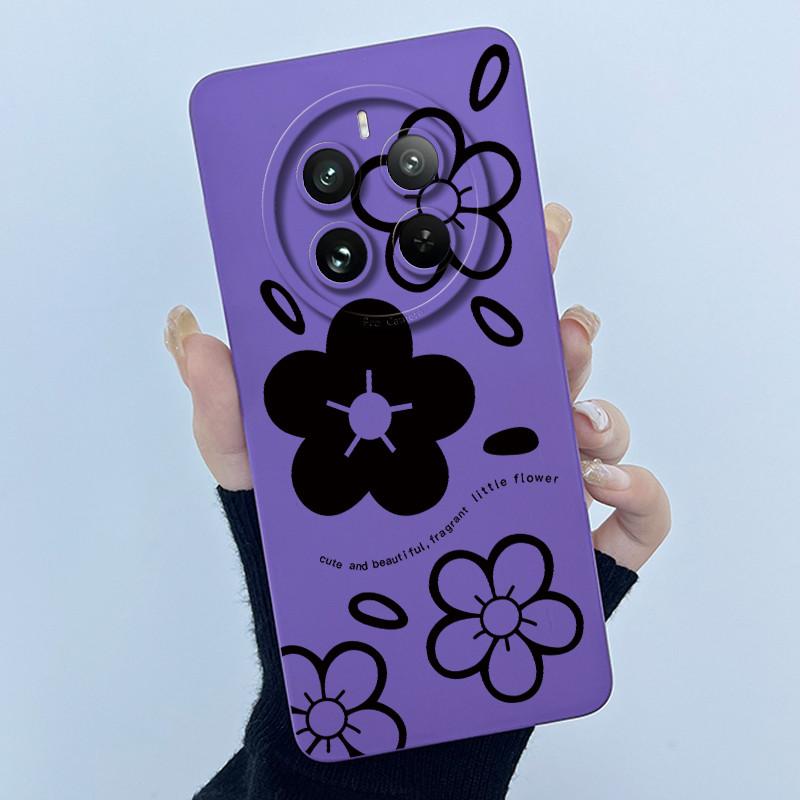 Case For Realme 12 Pro Plus 12 Plus 12X 5G Phone Case Cartoon Pretty Flower Liquid Silicone Soft TPU Protective Cover Shell Capa
