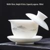 High-Grade Mutton Fat Jade Rotating Lid Bowl and White Porcelain Teapot Set