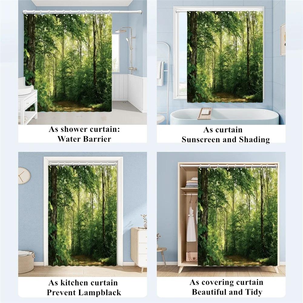 Refreshing Spring Scenery Shower Curtain Waterproof Landscape Shower Curtain With 12 Hooks Bathroom Decor Bathroom Accessories