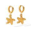 European American Style Ocean-Themed 18K Gold Titanium Steel Conch and Starfish Earrings
