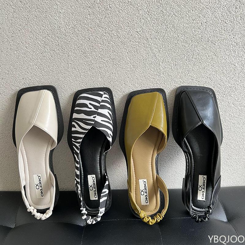 Summer style Baotou cool breathable casual single shoes for women simple comfortable square toe low top sandals