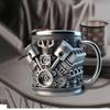 Stainless Steel Coffee Cup with V6/V8 Engine, Fun Car Engine Design, Coffee Cup, Cocktail Cup, Suitable for Car Enthusiasts