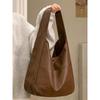 Large-capacity bag, new autumn and winter soft leather bucket bag, commuter tote bag, college student shoulder bag.