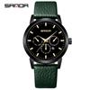 Sanda Quartz Three-Eye Six-Hand Watch: Fashionable, Simple, Leather Strap, Waterproof, Men's & Women's Calendar Watch.