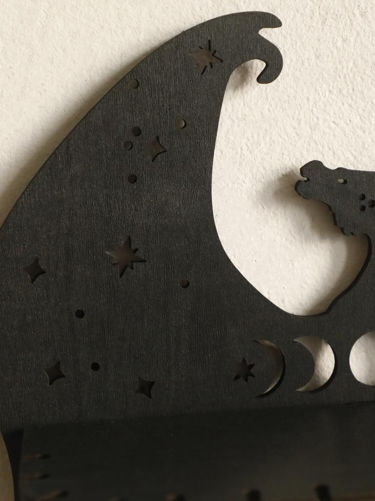 Gothic Black Dragon Wooden Floating Wall Shelf Crystal Shelf Moon Phase Candle Holder Wall Rack Aesthetic Witchy Room Decoration