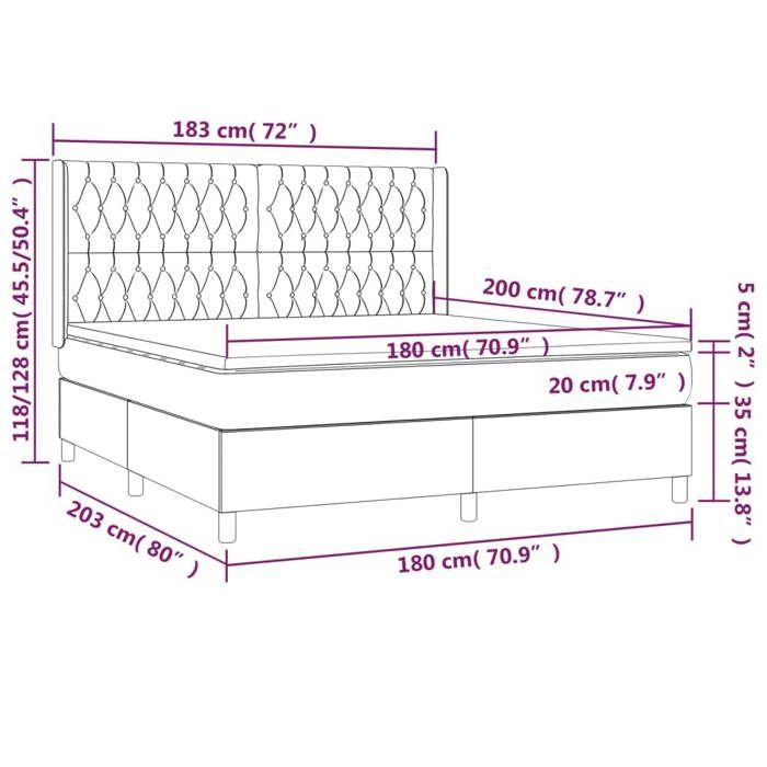VidaXL Sommier à Lattes de Lit avec Matelas et LED, Lit Rembourré, Lit Double, Lit Adulte de Chambre à Coucher Intérieur, 3139139